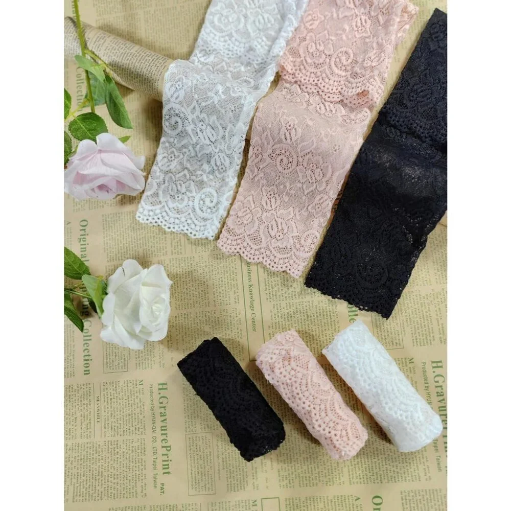 Women's 3 Pairs Black White Pink Long Sleeves Arm Covers Lace Gloves Fingerless